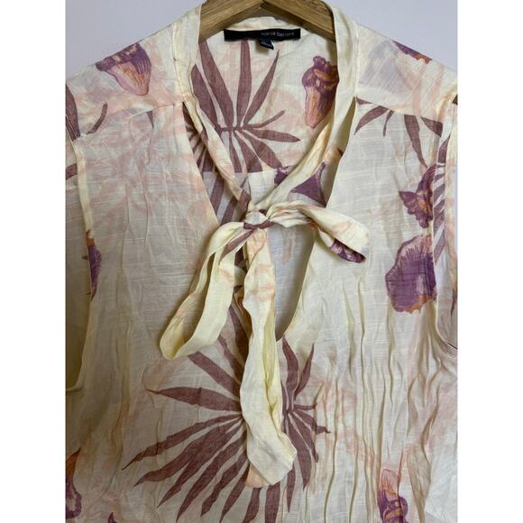 Harve Benard Floral Sleeveless Top Light Weight Tie Front Tropical Large - Picture 2 of 7